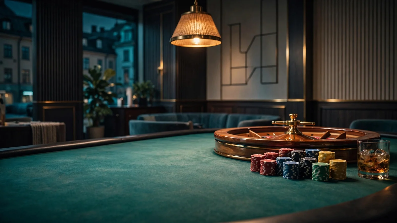 Tomt casinobord med marker och roulette i Stockholm